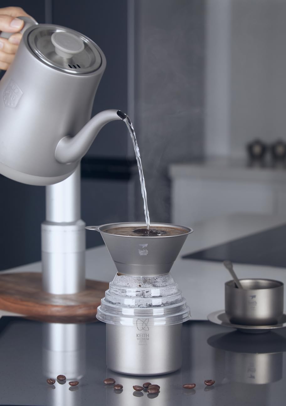 Keith Ti3661 FlavorGuard Kaffeefilter aus reinem Titan (Kunststoffständer im Lieferumfang enthalten)