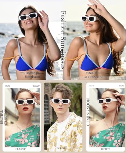 Image of IFLASH Rectangle Sunglasses for Women Retro Driving Glasses 90s Vintage Fashion Narrow Square Frame UV400 Protection Glasse