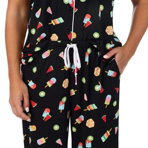 Image of Cuddl Duds 2 Piece Short Sleeve Capri Matching Pajamas for Women PJs Set
