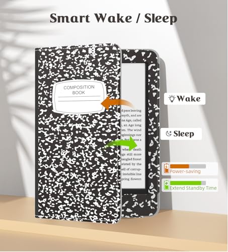 Image of MoKo Case for All-new 6 inch Kindle(11th Generation, 2024 /2022 Release) /(10th Gen,2019) /Kindle(8th Gen, 2016), Ultra Lightweight PU Shell Cover with Auto Wake /Sleep for Kindle 2024, Notebook Black