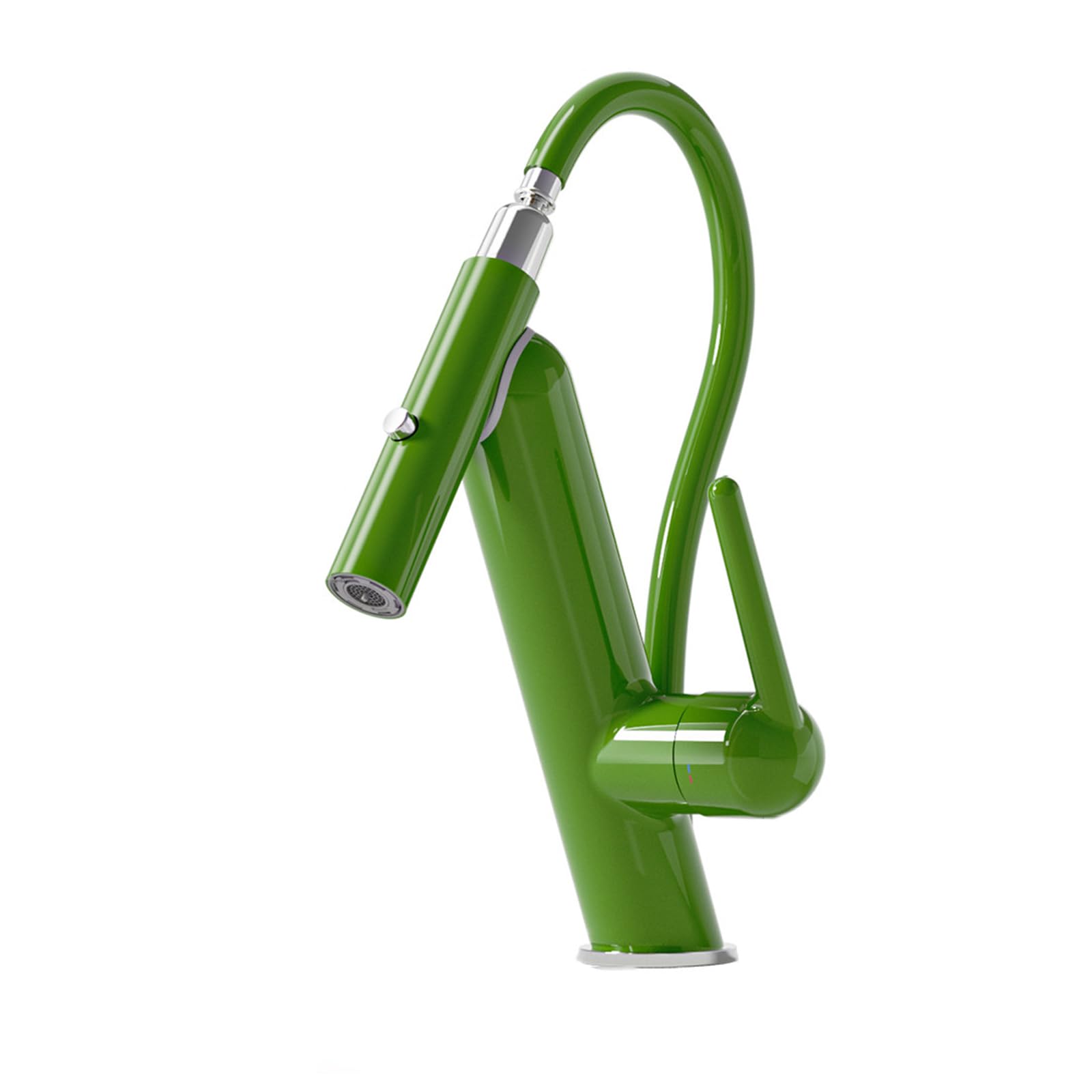 Robinet lavabo laiton vert BiaoTeng avec douchette extractible pour salle de bain moderne