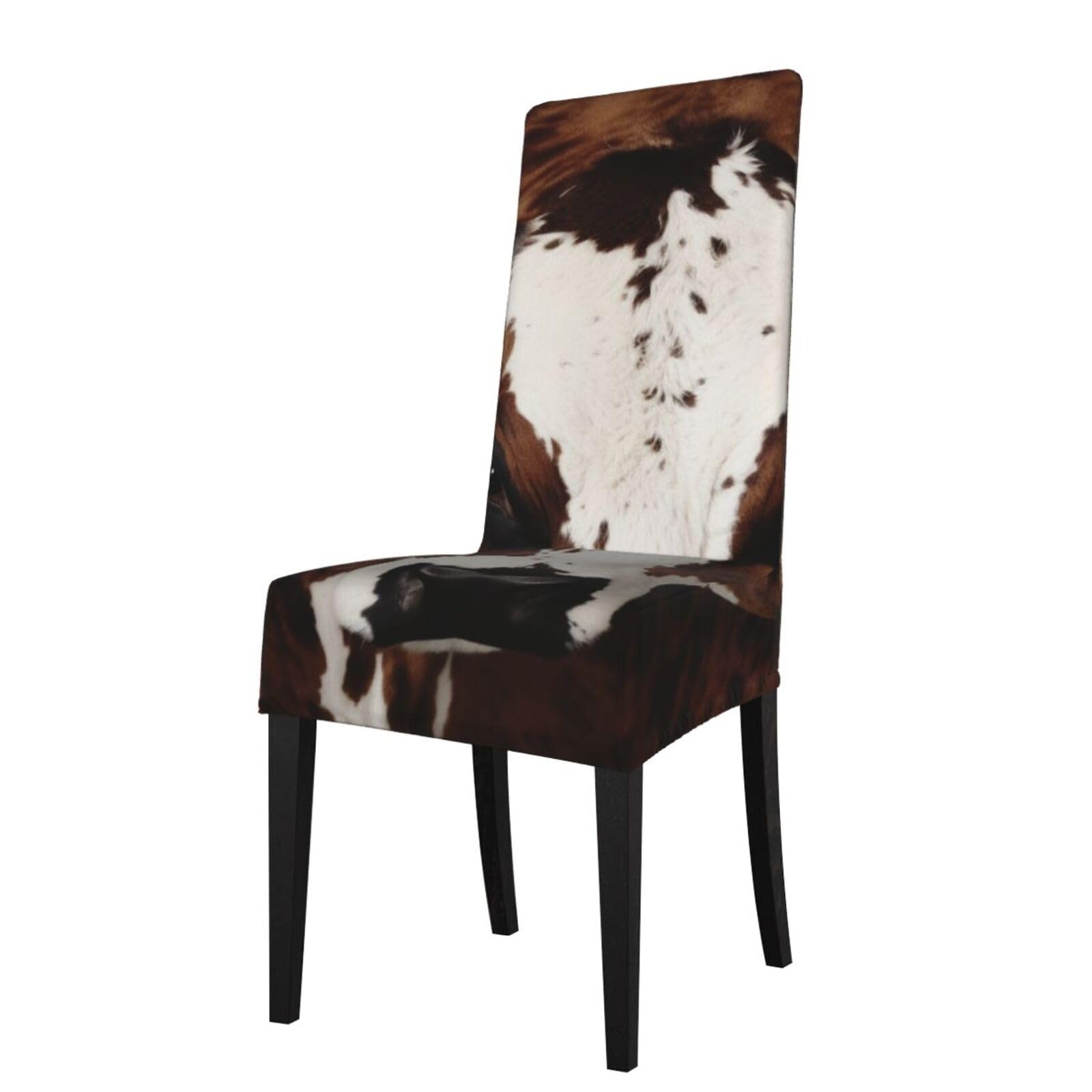 WPKJU Brown Cowhide Art Print Dining Chair Covers Removable Chair Seat Covers Decorative for Kitchen & Bar Stools