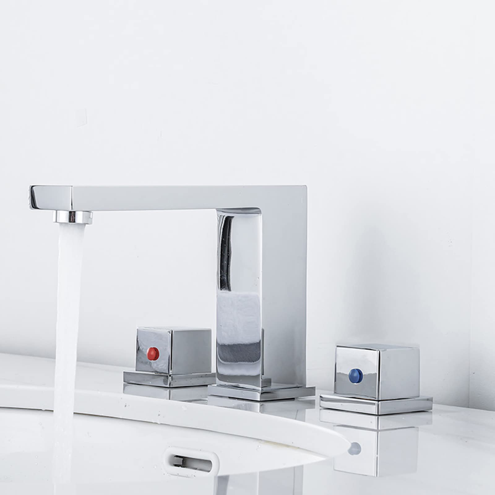 ASerZenith 3 Hole Basin Taps, Bathroom Basin Mixer Tap Brass Cold And Hot Water Split Bathroom Basin Taps-Chrome