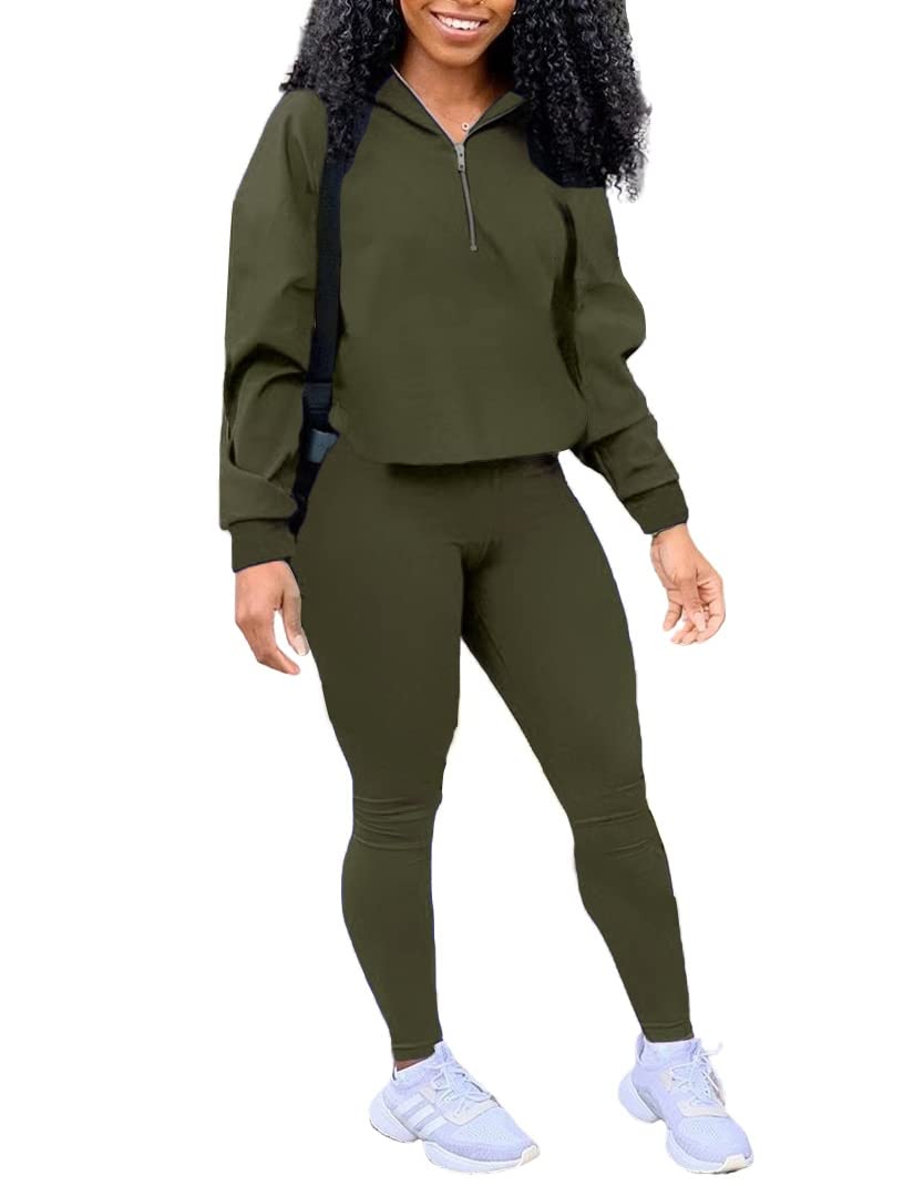 EOSIEDUR Women's Two Piece Outfits Zip Top Jacket and Elastic Waistband Pant Women Sweatsuit Tracksuit Sets