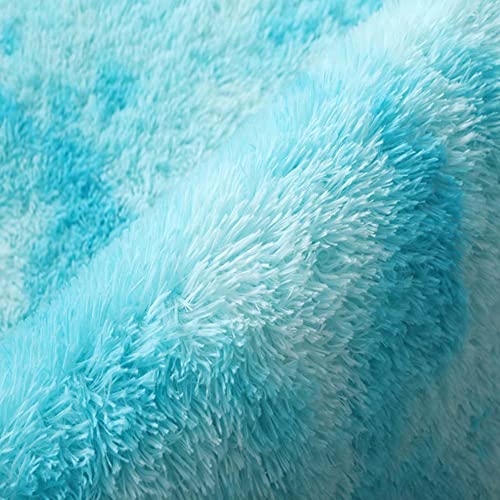 ARLTTH 3er Set Batik Badematten Set Aus Weichem Plüsch, rutschfest, Saugfähig, Badezimmerteppich, U-förmiger Konturteppich Und Toilettendeckelbezug, Waschbar (Hellblau) – Bild 4