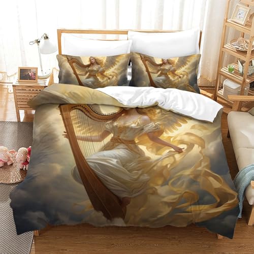 Housse de couette Les Anges 3D 200x200 avec taies en microfibre