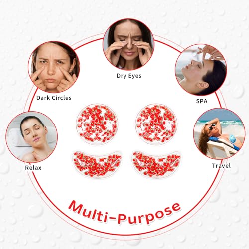 Image of 4PCS Gel Eye Ice Pack Set, Cold & Hot Compress, Reusable Cooling Gel Pads for Strain Relief, Relaxation, SPA and Sleep (4 Apples)