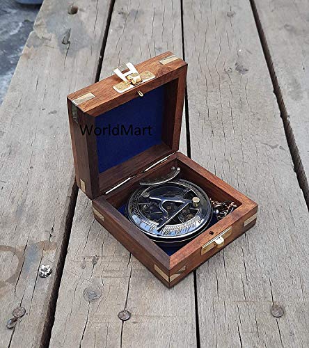 Brújula personalizada Royalmart con caja de madera negra miniatura 4