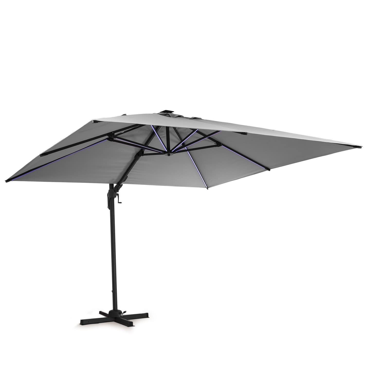 blumfeldt Sombrilla Terraza Exterior, Parasol Jardin con Panel Solar y LED, Sombrilla Jardin y Patio, Sombrillas Terraza Resistentes al Agua y a los Rayos UV, Sombrillas Ajustables sin Base