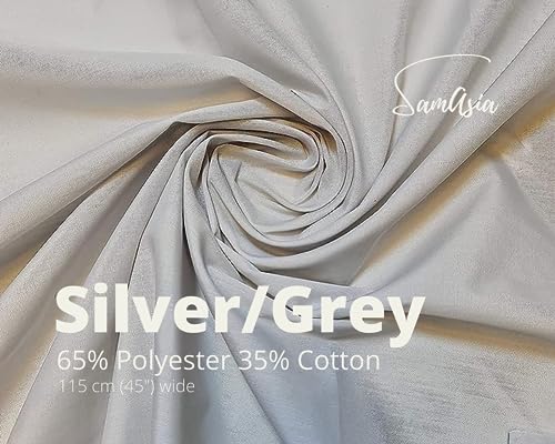 Plain Silver Grey Polycotton Fabric for Dressmaking Art & Craft, Sewing, Quilting, 5 METRE - Image 2