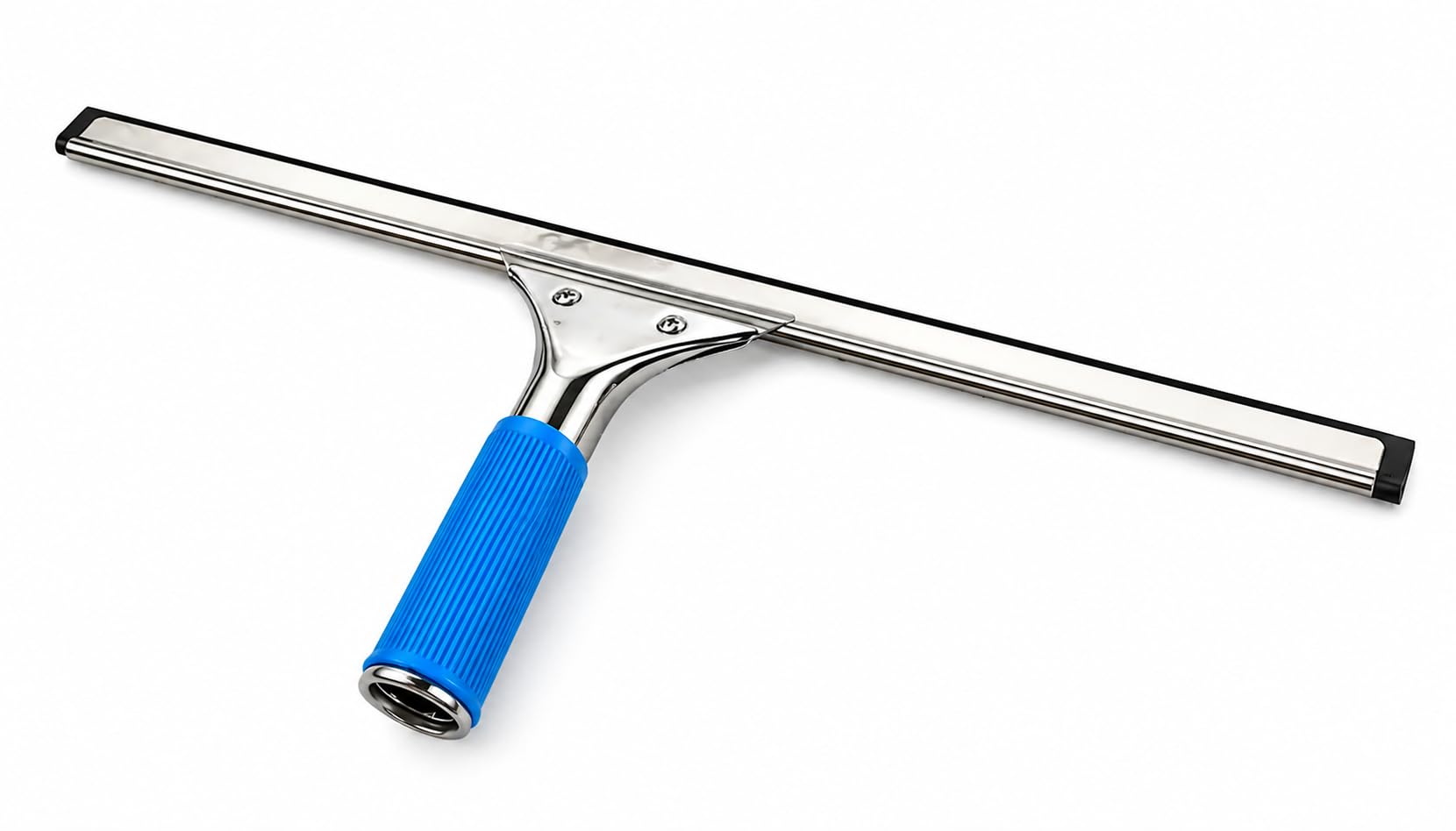 View 1 of 18-Inch Heavy-Duty Window Squeegee with Rubber Blade, Ideal 15 Degree Angle, Blue Handle