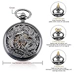 ManChDa Mechanical Pocket Watch for Men Women Dragon and Phoenix Pocket Watch with Chain - Image 4