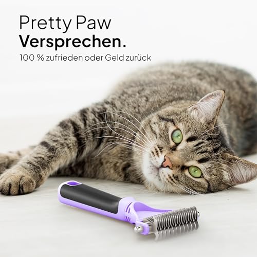 Pretty Paw ® Katzen Bürste für schonende & präzise Haarentfernung I Geeignet als Katzenbürste Langhaar & Katzenbürste Kurzhaar gegen Verfilzungen I Angenehm massierende Unterfellbürste Katze