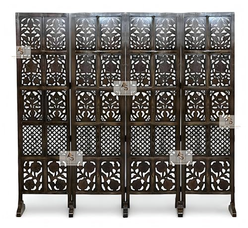 Image of Wooden Partition for Living Rooms Wall Dividers,Screen Separator Wall Divider for Hall Wall Panels for Living Room /Kitchen /Bedroom /Office /Restaurant (4-Panel with Stands)