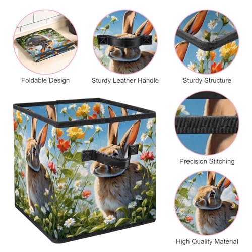 Panier de rangement pliable pour optimiser armoire et salon motif lapin
