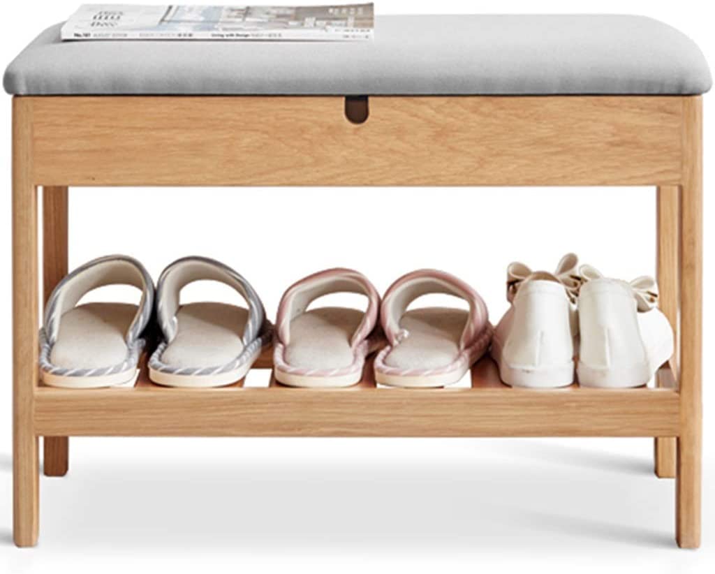SXZenSpace Entryway Shoe Bench Storage End of Bed Rack Nordic Framework, Solid Wood Changing Stool Stool, Household Cabinet with Soft Cushion (Color :