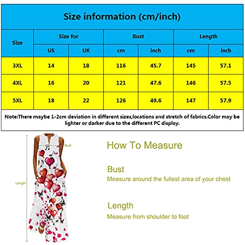 Izzzhh Summer Women's Casual V-Neck Printed Long Sleeveless Loose Long Dress With Pockets Multi-Pattern, White, X-Large #TOP4