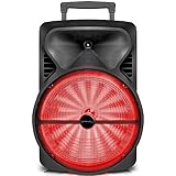 Technical Pro 2000 Watts Rechargeable 12' Portable Bluetooth LED Speaker with USB/SD Card, 1/4'' Microphone Inputs, Top and Side Carry Handles and Wheels
