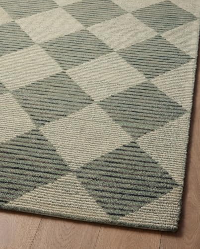 Image of Spectrum Pattern Wool Carpet with Loop Texture Yarn Anti Shedding Carpet Size 10x14 Feet A0 Green & Multi Color