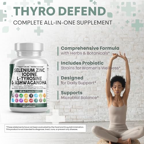 clean nutra selenium 300mcg iodine 500mcg thyroid support for women amp men  l tyrosine 500mg ashwagandha supplement bladderwrack turmeric kelp schisandra zinc pills capsule supplements
