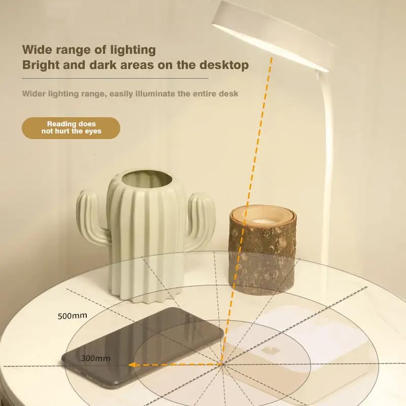 Image of Plastic 3 Colour Mode LED Table lamp Folding Neck Reading Light Rechargeable led Reading Light Study Lamp for Students, Night Light for Study Room 1pc (Square Desk Lamp), White
