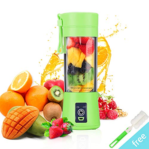 Presse-agrumes, BWORPPY mélangeur portatif de presse-fruits avec le câble d'USB, mélangeur de fruit de ménage pour le voyage de bébé, 380ml (vert)