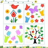 Spring Gel Window Clings for Kids for Glass Windows,Spring Decor Window Decal Jelly Stickers for...