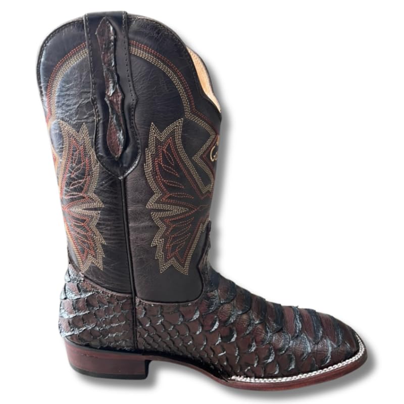 Image of Men's Alex Exotic Caiman Python Western Cowboy Boots Square Toe Pull On Tall Shaft bota de vaquero para hombre