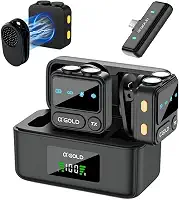 Microfone Lapela Sem Fio Tipo C Kit Duplo Com Imã Compatível com Iphone 15/16 e Android IA Antí-ruído Tiktok Podcasts Gravações Reuniões Online