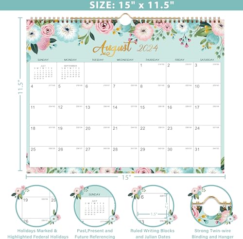 2026 Calendar - 2026 Wall Calendar, 15" x 11.5", JAN.2026 -DEC.2026, 12 Monthly Wall Planner, Hanging Hook, Wall Calendar With Twin-Wire Binding - Image 4