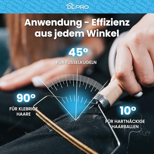 DL-pro Tierhaarentferner - Fusselbürste, Katzenhaarentferner & Hundehaarentferner aus Holz und Kupfer – kompakt, umweltfreundlich, effizient auf Kleidung, Bett, Sofa, Teppich & Autokofferraum