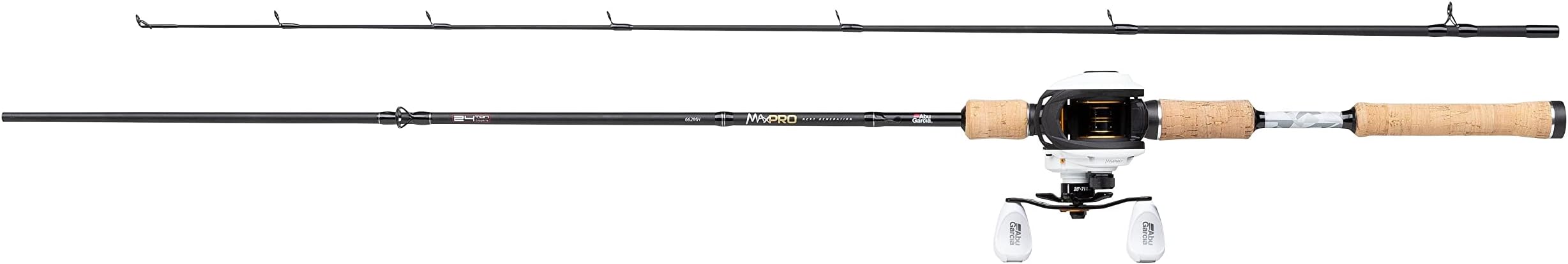 Abu Garcia MAax Pro Casting Combos, Fishing Rod and Reel Combo Kit, River Fishing Baitcast Combo set for Predator Anglers, Lure Fishing, Pike/Perch/Zander, 1.98m, Unisex, White