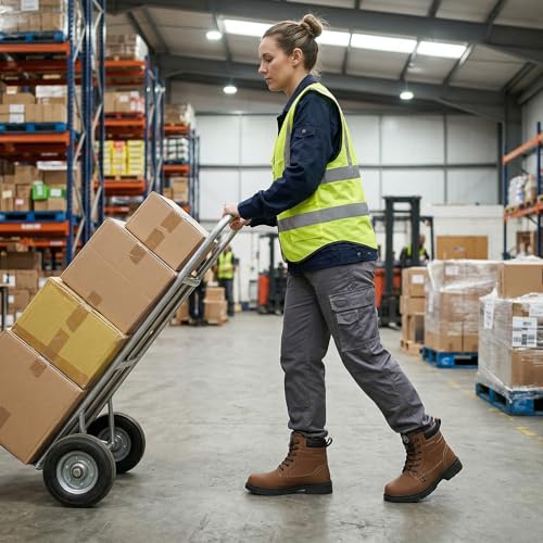 Image of ANGRYRAM Steel Toe Work Boots Waterproof & Slip Resistant for Men Women | ASTM Standard Safety Shoes, Width Option, Anti-puncture Midsole, Non-silp Rubber Outsole, Arch Support, For Work & Outdoors