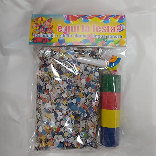 KIT CARNEVALE CORIANDOLI STELLE FILANTI e LINGUA