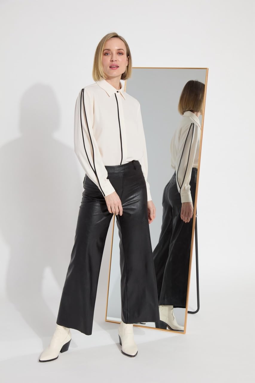 Lyssé Vegan Leather Wide Leg Pants – Faux Leather Pants for Women and High Waisted Ankle Pants