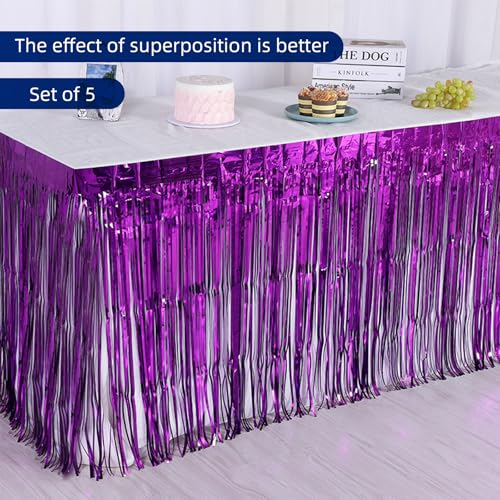 Jupes de table violettes à franges en aluminium pour buffets de réception - 3