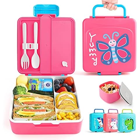 Fiambrera infantil Lehoo Castle con 4 compartimentos y cubiertos Cover