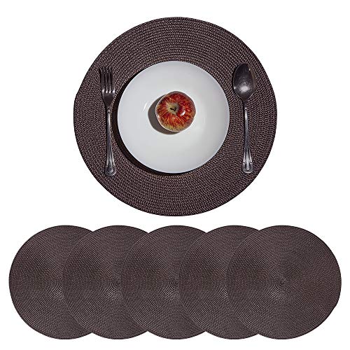 Byoeko Juego de 6 Manteles Individuales Redondos de 37 cm, Resistentes al Calor (Marron Oscuro) Cover