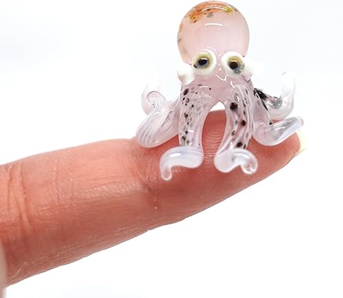 Miniatura 6 de Sansukjai Figuras pequeñas de pulpo, vidrio soplado a mano, animales, regalo coleccionable para decoración del hogar (líquido transparente)