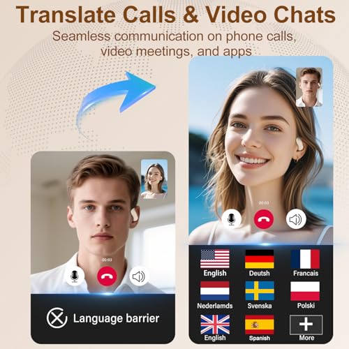 Image of Ai Translation Earbuds Real Time,164 Languages Translator Earbuds with 6 Translation Modes /No Subscription,Audio and Video Calls Translator Headphones,Audifonos Traductores Ingles Espanol, Off-White