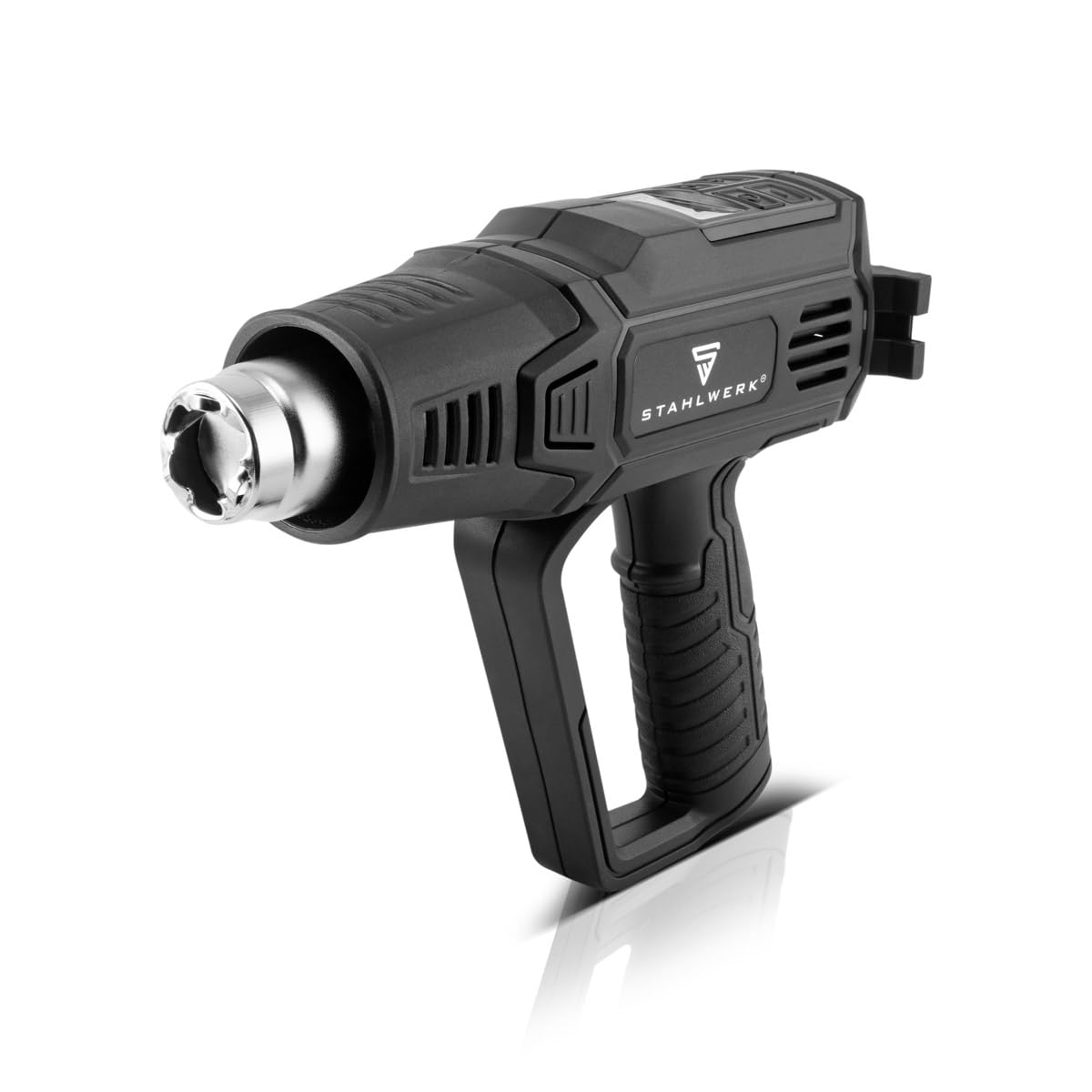 STAHLWERK Heißluftpistole mit digitalem Temperaturregler 50 – 600 °C (HP-2000 Pro) – Heißluftfön Zubehörpaket, 2.000 Watt, Heißluftgebläse zum Entlacken, Verschweißen, Schrumpfen, Fügen und Folieren