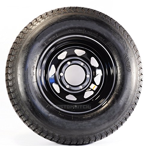 Radial Trailer Tire On Rim ST225/75R15E 6L 830 Lb. 15X6 6-5.5 Spoke Wheel Black
