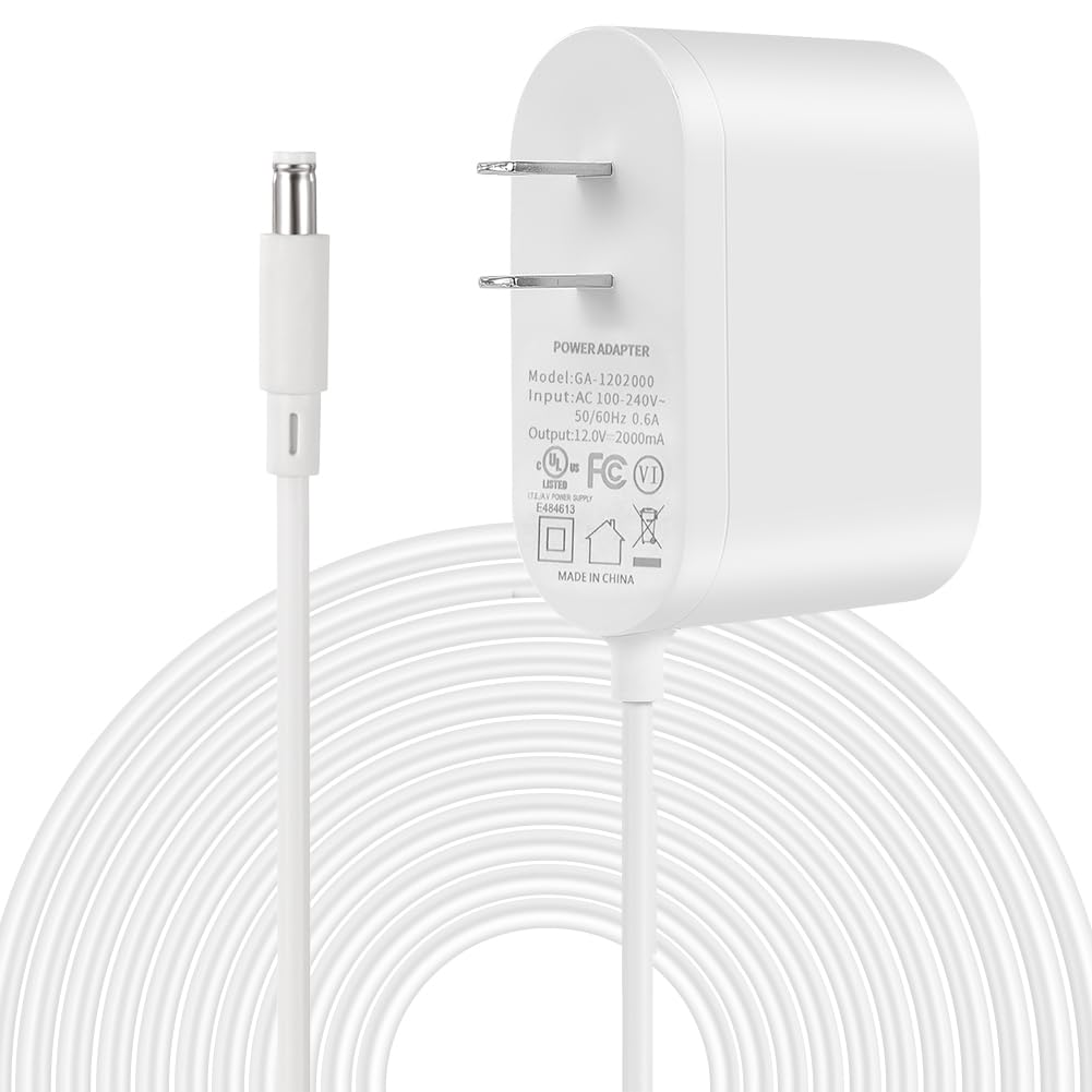 Wefomey 12V 2A Power Supply Adapter, UL-Listed, 120V AC to 12V DC Adapter Transformer, 12 Volt 2 Amp 24W Wall Charger for LED Strip Lights, Security Camera, 5.5x2.1mm US Plug