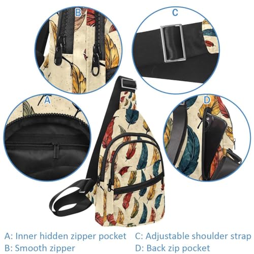 Mochila cruzada de plumas con correa ajustable y diseño estético único 2