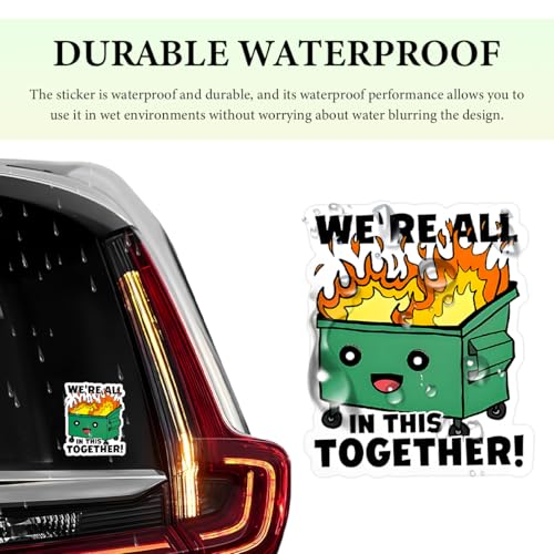 Image of 3PCS This Little Light of Mine I'm Gonna Let It Shine Sticker, 4 inch Funny Dumpster Fire Meme Decor Sticker, Waterproof Vinyl Dumpster Decal for Car Window Bumper Laptop Phone (4x4)