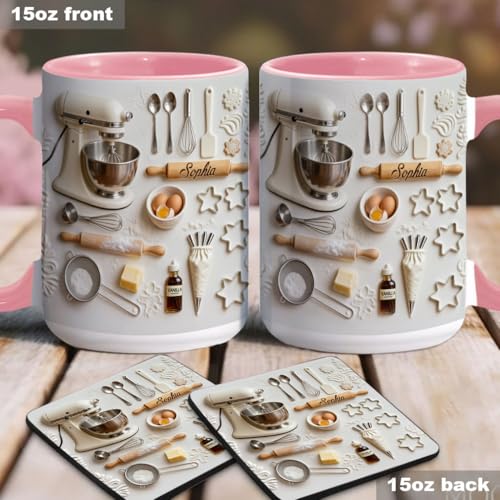 Taza cerámica personalizada con posavasos 11 onzas miniatura 4