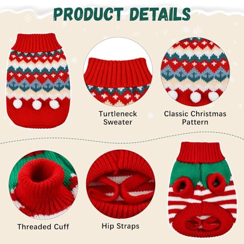 Weihnachtspullover Hund, 2pcs Hunde Outfit Weihnachten, Weihnachtspullover Katze, Hunde Weihnachtskostüm, Weihnachtskostüme für Kleine und Mittlere Hunde und Katzen(M)