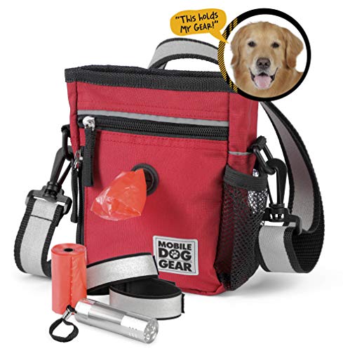 Mobile Dog Gear, Any Size Dog Bundle, Includes Day or Night Reflective Dog Walking Bag and Ultimate Week Away Duffle, Red