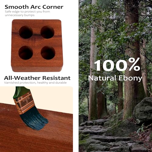Image of VolksRose Angled Wenge Essential Oil Organizer for 5-20ml Bottles - 4 Hole Mini Storage Holder, Compact Display Stand for Travelers, Oil Beginners, Aromatherapy Countertop Shelf for Home & Spa