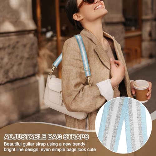 Image of PATIKIL Purse Strap, Wide Shoulder Strap Adjustable Crossbody Bag Straps Universal Replacement Shoulder Bag Belt for Women's Handbags Canvas Guitar Bag Backpack, Light Blue